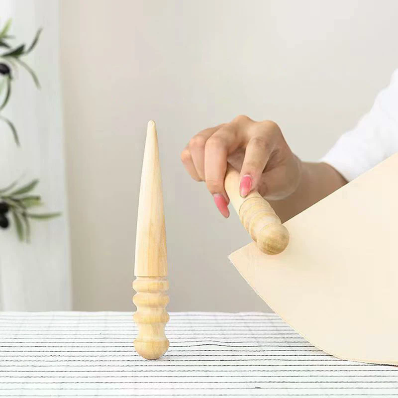 Used Leatherwork Tools - Ahşap deri, masif ahşap yuvarlak cilalı