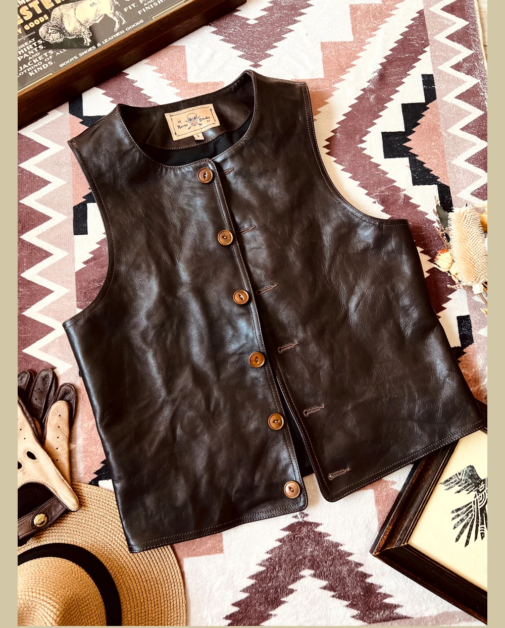 Leather Work Vest For Men - YR! Ücretsiz kargo. Japon Vintage deri