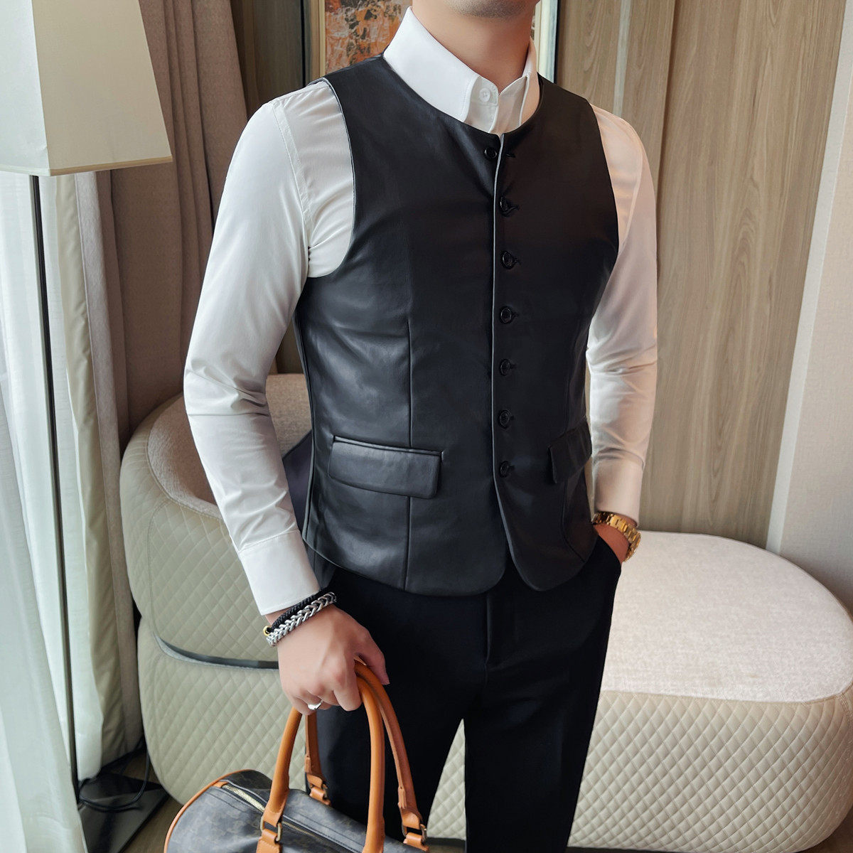 2025 Sonbahar Erkek Günlük Der - Leather Work Vest For Men incelemesi ve fiyatı