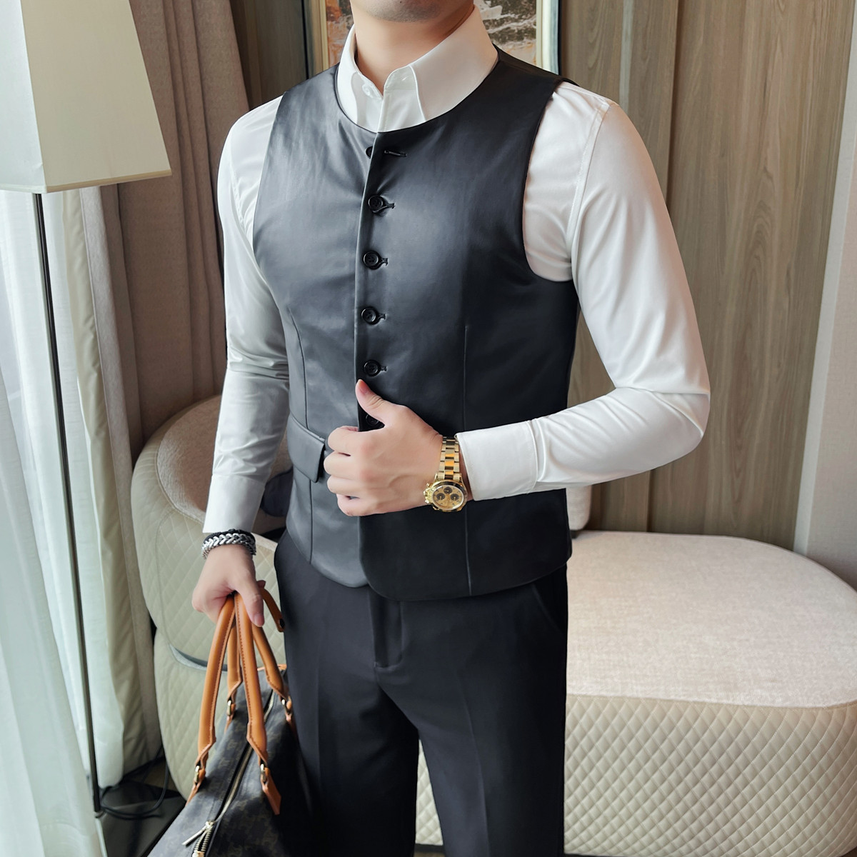 2025 Sonbahar Erkek Günlük Der - Leather Work Vest For Men incelemesi ve fiyatı